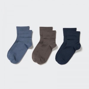 Calcetines Uniqlo Crew Tapered (3 Pairs) Mujer Azules | 29829