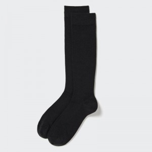 Calcetines Uniqlo Heattech Wide-ribbed Knee-high Hombre Negras | 838850