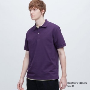Camisa Polo Uniqlo Dry Pique Short-sleeve Hombre Moradas | 6229854