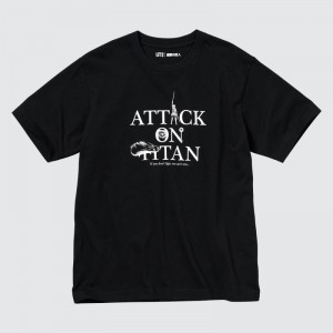 Camiseta Uniqlo Attack On Titan Ut Short-sleeve Graphic If We Don't Fight, We Can't Win Hombre Negras | 6134278
