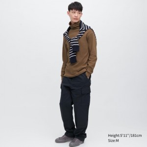 Camiseta Uniqlo Brushed Cotton Turtleneck Long-sleeve Hombre Marrones | 9737924