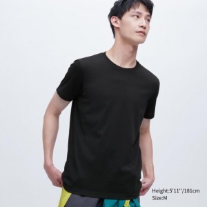 Camiseta Uniqlo Dry Color Crew Neck Short-Sleeve Mujer Negras | 2737823