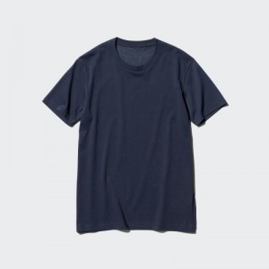 Camiseta Uniqlo Dry Color Crew Neck Short-Sleeve Mujer Azul Marino | 6337557