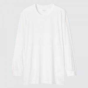 Camiseta Uniqlo Heattech Crew Neck Long-sleeve Hombre Blancas | 3114350