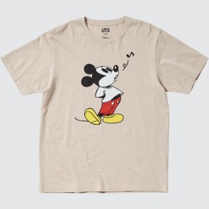 Camiseta Uniqlo Mickey Stands Ut Short-sleeve Graphic Hombre Beige | 5968148