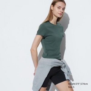 Camiseta Uniqlo Mini Short Sleeve Mujer Verde | 8064130