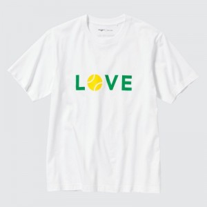 Camiseta Uniqlo PEACE FOR ALL Short-Sleeve Graphic Roger Federer Mujer Blancas | 8537371