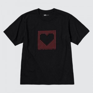 Camiseta Uniqlo Peace For All Short-sleeve Graphic Rei Inamoto Mujer Negras | 6511387