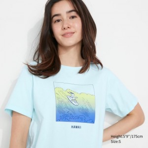 Camiseta Uniqlo Peanuts Hawaii UT Short-Sleeve Mujer Verde | 6154447