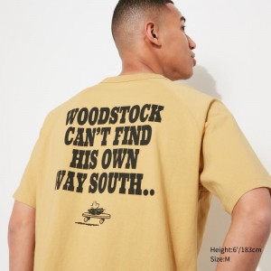 Camiseta Uniqlo Retro Peanuts Ut Oversized Short-sleeve Graphic Hombre Amarillo | 6425689