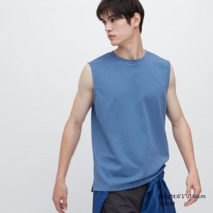 Camiseta sin Manga Uniqlo Airism Cotton Sleeveless Hombre Azules | 5807666
