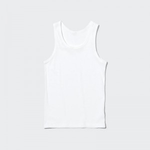 Camiseta sin Manga Uniqlo Dry Color Ribbed Hombre Blancas | 9873454