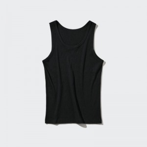 Camiseta sin Manga Uniqlo Dry Color Ribbed Mujer Negras | 9103672