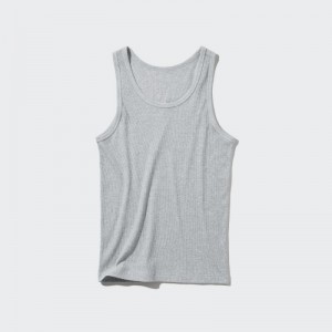 Camiseta sin Manga Uniqlo Dry Color Ribbed Mujer Gris | 869481