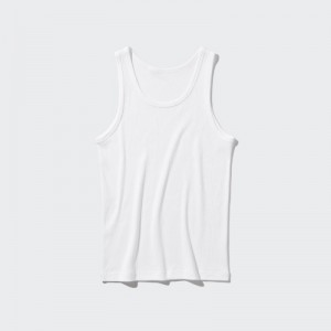 Camiseta sin Manga Uniqlo Dry Color Ribbed Mujer Blancas | 9459173