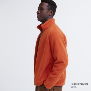 Chaquetas Uniqlo Fleece Long-sleeve Full-zip Hombre Naranjas | 5931029