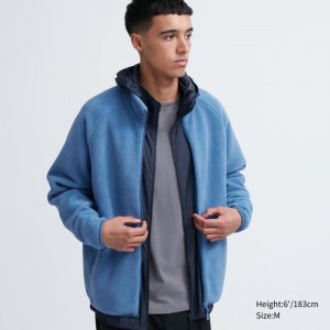 Chaquetas Uniqlo Fleece Long-sleeve Full-zip Hombre Azules | 5396825