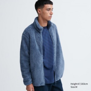 Chaquetas Uniqlo Fluffy Yarn Fleece Full-Zip Hombre Azules | 6552888