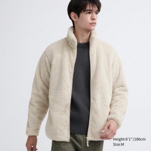 Chaquetas Uniqlo Fluffy Yarn Fleece Full-Zip Hombre Blancas | 9535906