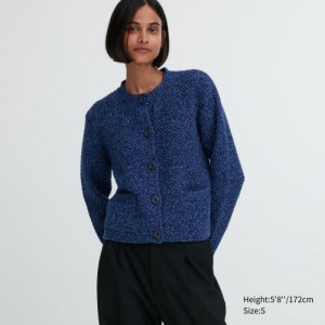 Cárdigan Uniqlo Knitted Short Mujer Azules | 6760112