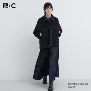 Falda Uniqlo Pleated Color Block Mujer Negras | 9613910