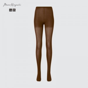 Mallas Uniqlo HEATTECH Knitted Sheer Mujer Marrones | 9302207