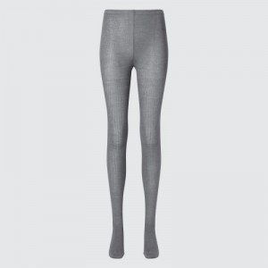 Mallas Uniqlo HEATTECH Ribbed Knitted Mujer Gris | 6059046