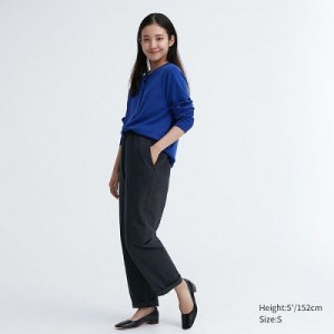 Pantalon Uniqlo Cotton Relaxed Ankle Mujer Negras | 1568663