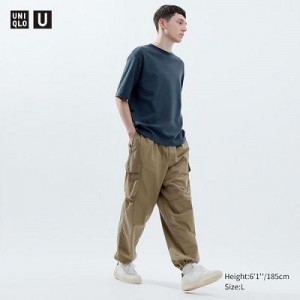 Pantalon Uniqlo U Wide-Fit Parachute Cargo Mujer Beige | 8183427