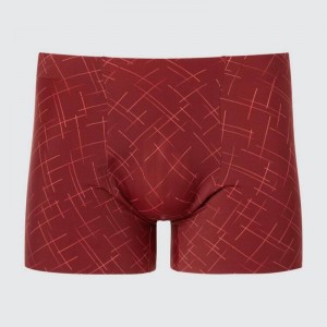 Ropa Interior Uniqlo Airism Seamless Printed Boxers Hombre Rojas | 6257276