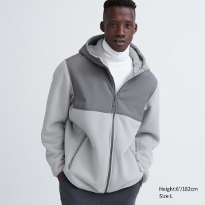 Sudadera con Capucha Uniqlo Windproof Outer Fleece Full-zip Hombre Gris | 1870919