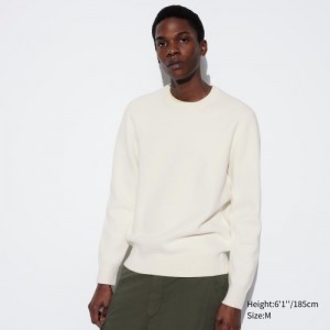 Suéteres Uniqlo Washable Milano Ribbed Crew Neck Long-Sleeve Mujer Blancas | 2903403