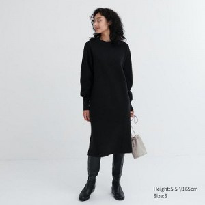 Vestido Uniqlo Souffle Yarn Long-Sleeve Mujer Negras | 7787690