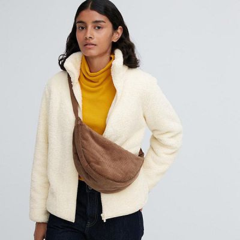 Bolsas Hombro Uniqlo Corduroy Round Mini Mujer Marrones | 1730534