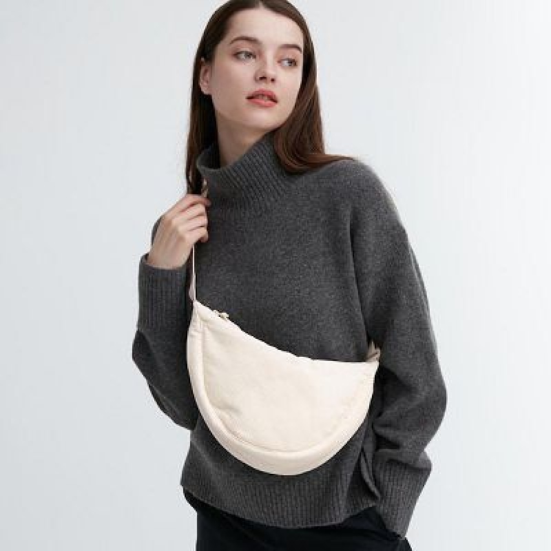 Bolsas Hombro Uniqlo Corduroy Round Mini Mujer Blancas | 9247301