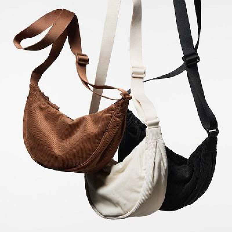 Bolsas Hombro Uniqlo Corduroy Round Mini Mujer Blancas | 9247301