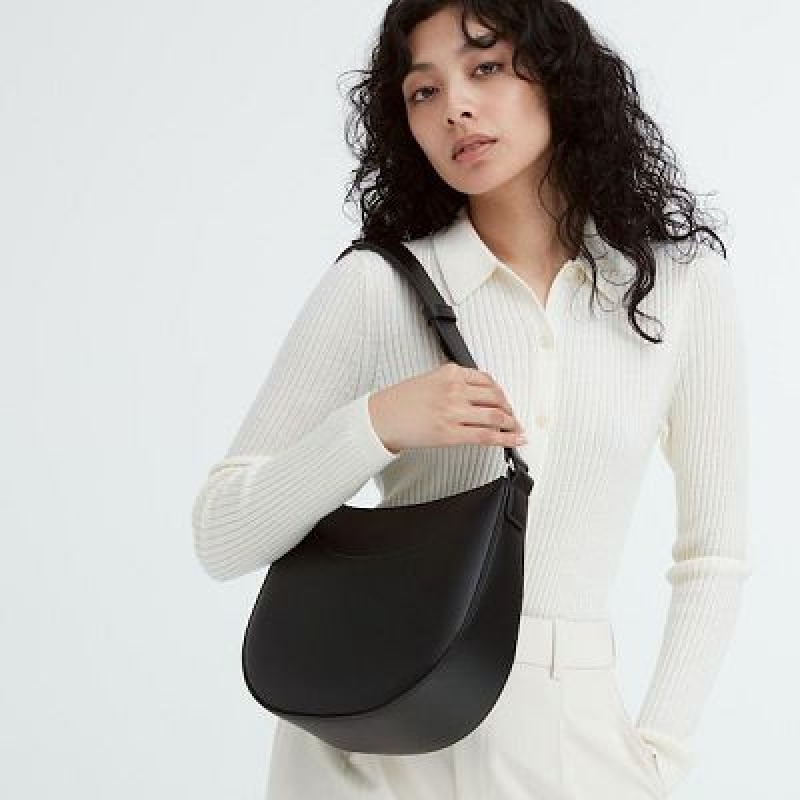 Bolsas Hombro Uniqlo Faux-Leather One Handle Mujer Negras | 5530190