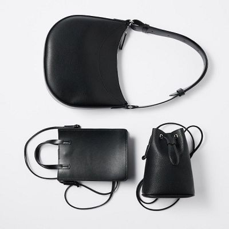 Bolsas Hombro Uniqlo Faux-Leather One Handle Mujer Negras | 5530190