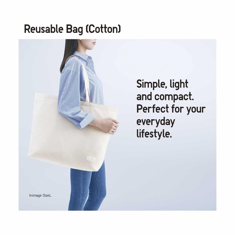 Bolsas Uniqlo Reusable Tote Medium Hombre Blancas | 6786512