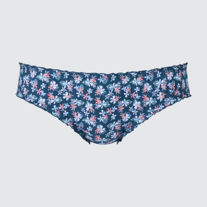 Bragas Uniqlo Frilled Mid-Rise Mujer Azules | 6458531