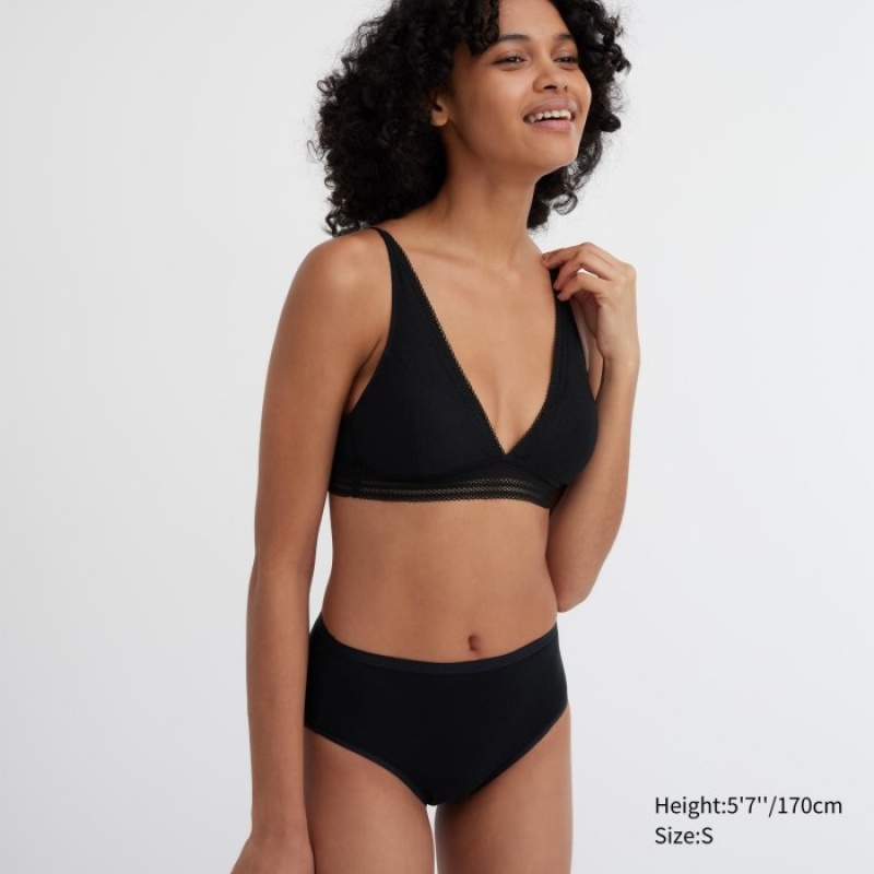 Bragas Uniqlo Plain High-Rise Mujer Negras | 1674350
