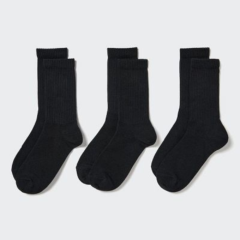 Calcetines Uniqlo 3 Pack (Ribbed) Mujer Negras | 5254195