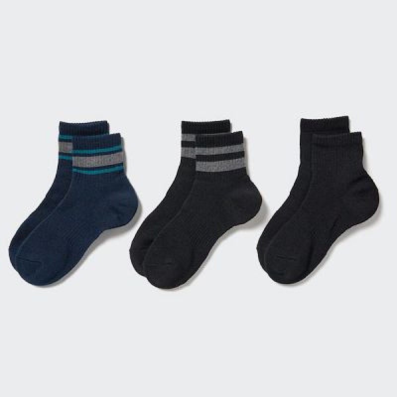 Calcetines Uniqlo Crew Pile Lined (3 Pairs) Mujer Azul Marino | 9975467