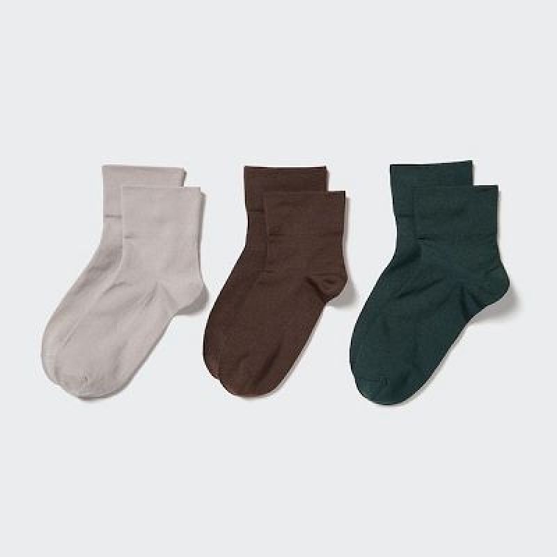 Calcetines Uniqlo Crew Tapered (3 Pairs) Mujer Gris | 3603272