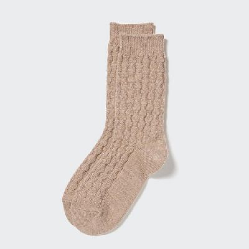 Calcetines Uniqlo HEATTECH Cable Mujer Beige | 4779055
