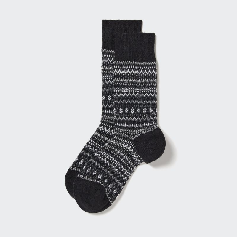 Calcetines Uniqlo HEATTECH Fair Isle Hombre Negras | 4230420