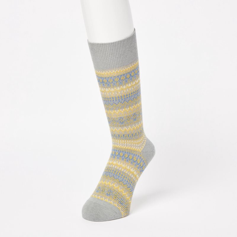 Calcetines Uniqlo HEATTECH Fair Isle Hombre Gris | 9667393