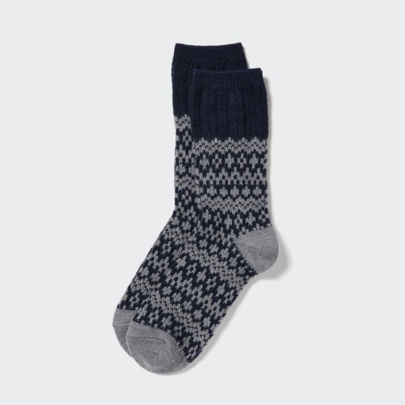 Calcetines Uniqlo HEATTECH Fair Isle Mujer Azul Marino | 6324349