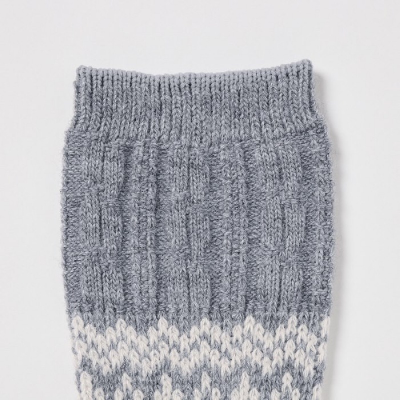 Calcetines Uniqlo HEATTECH Fair Isle Mujer Gris | 63756