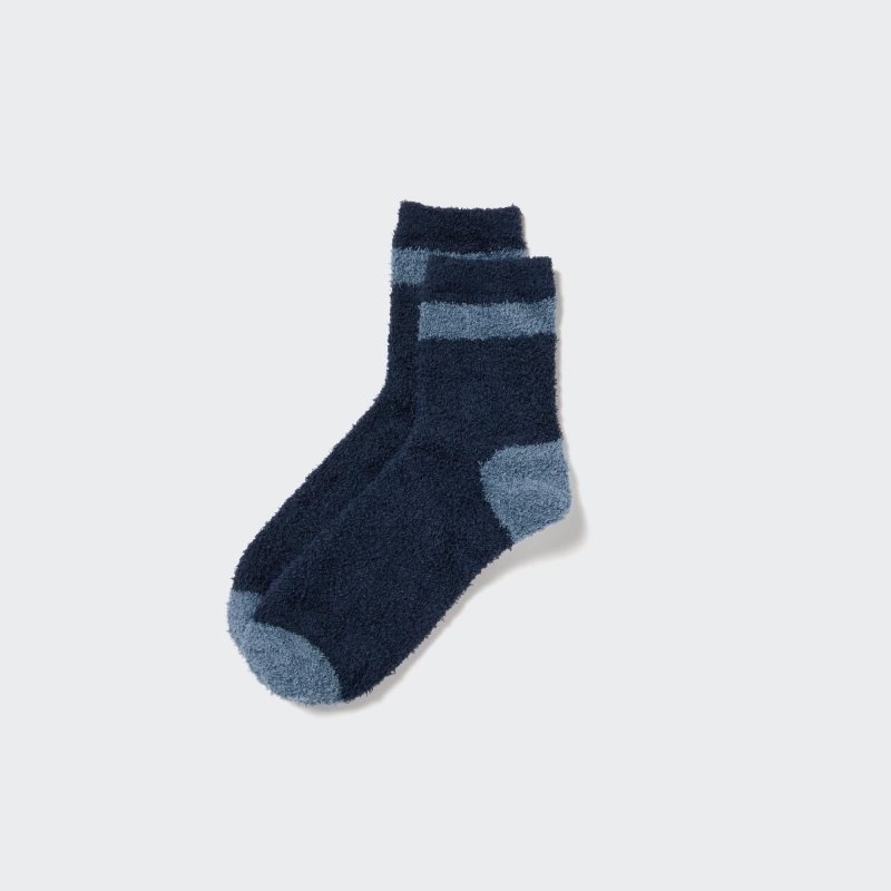 Calcetines Uniqlo HEATTECH Fluffy-Lined Half Hombre Azules | 8386225